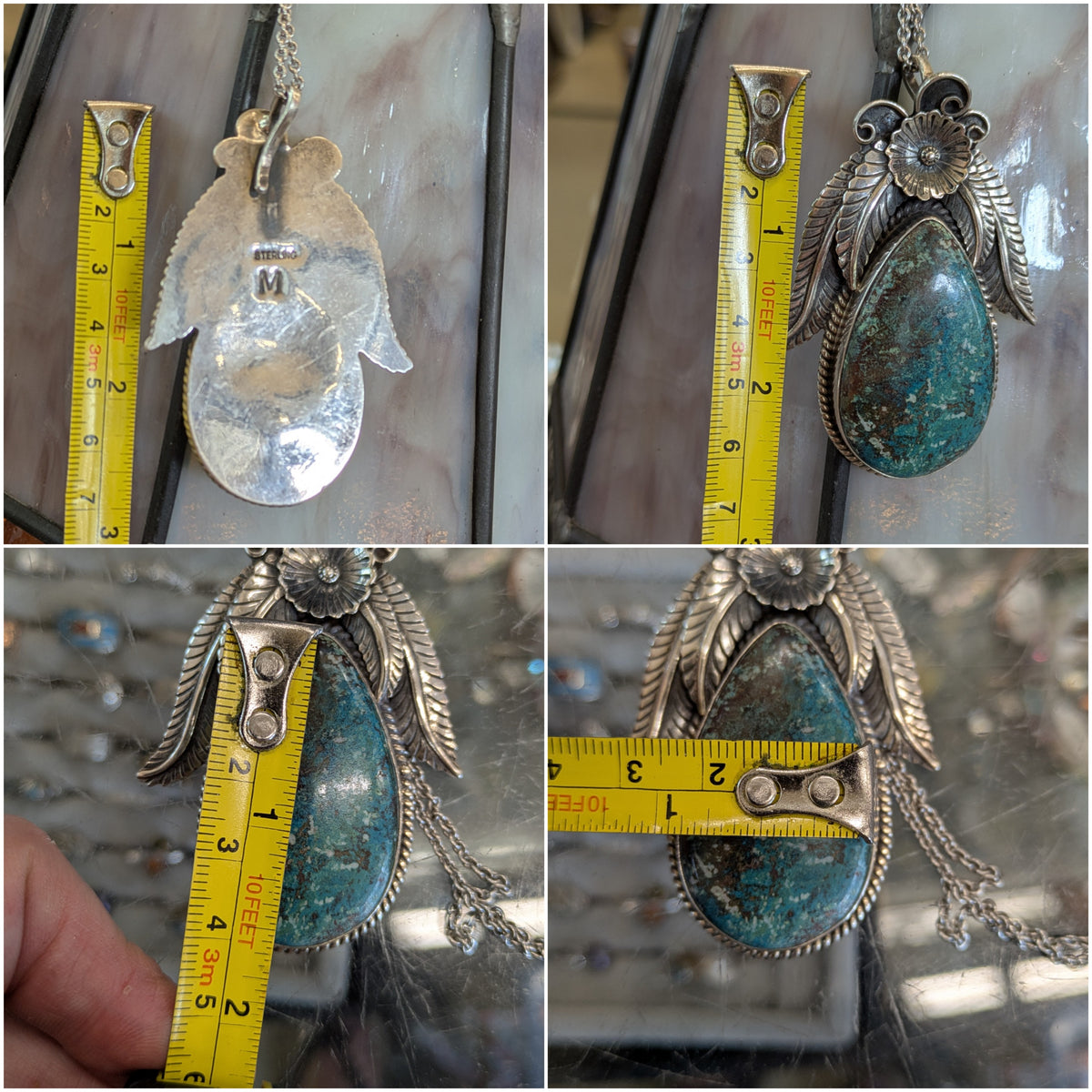 Navajo Sterling Floral Pendant Necklace