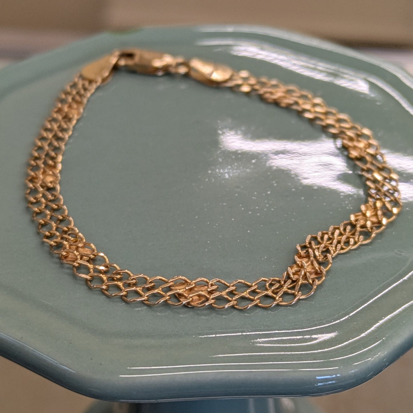 14k Gold Heart Mesh Bracelet
