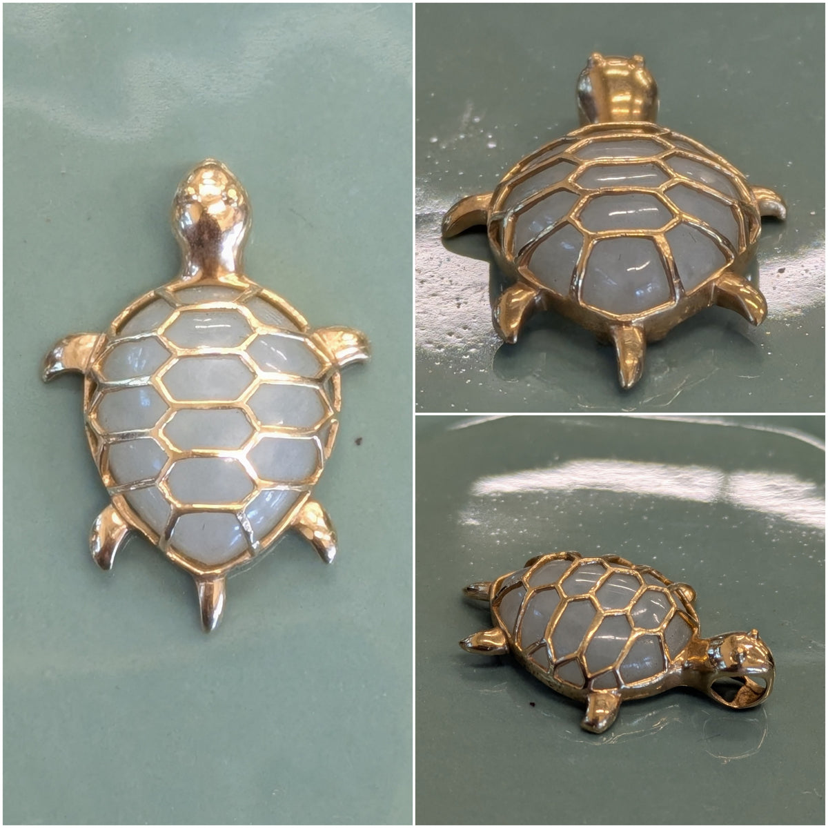 Jade 10k Turtle Pendant