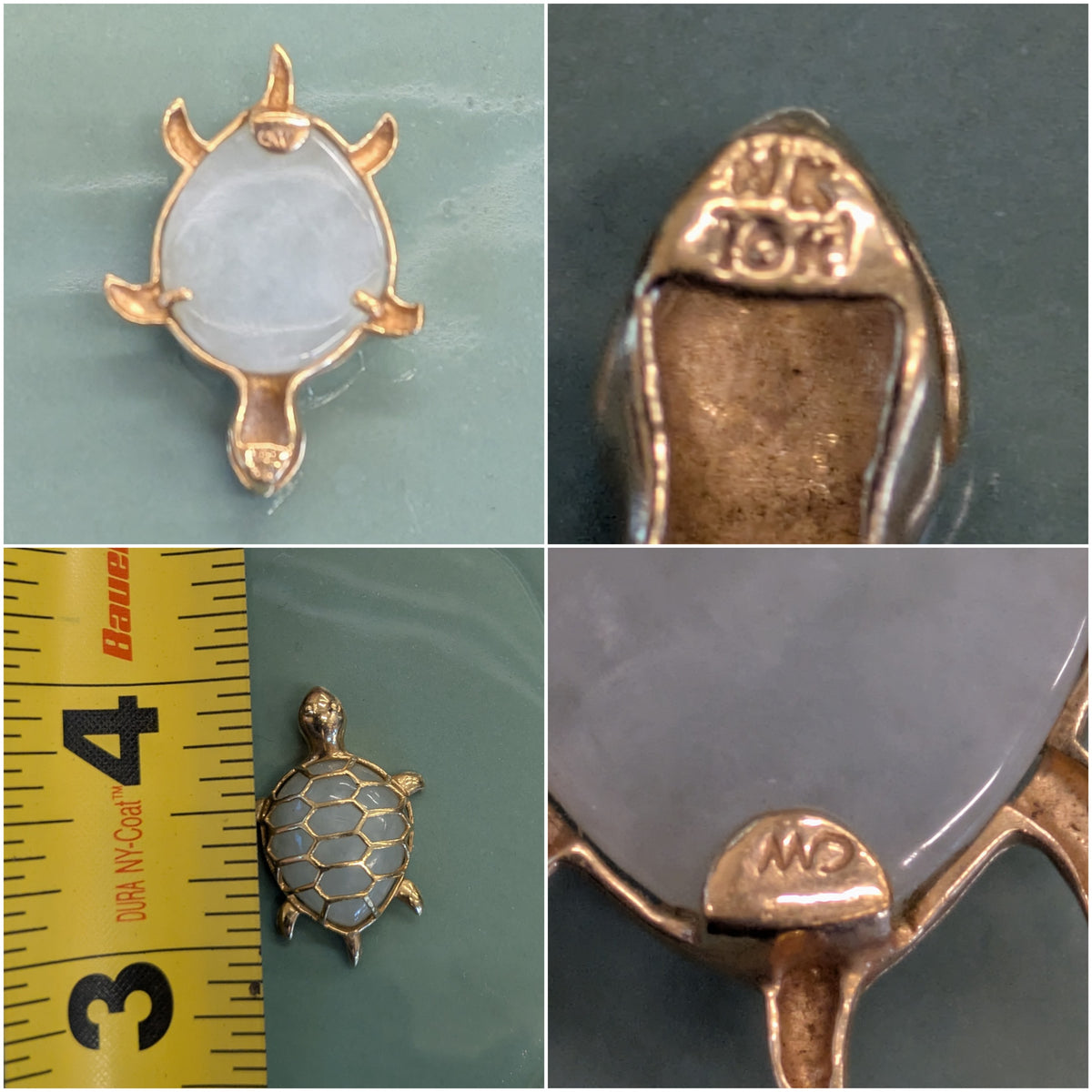 Jade 10k Turtle Pendant