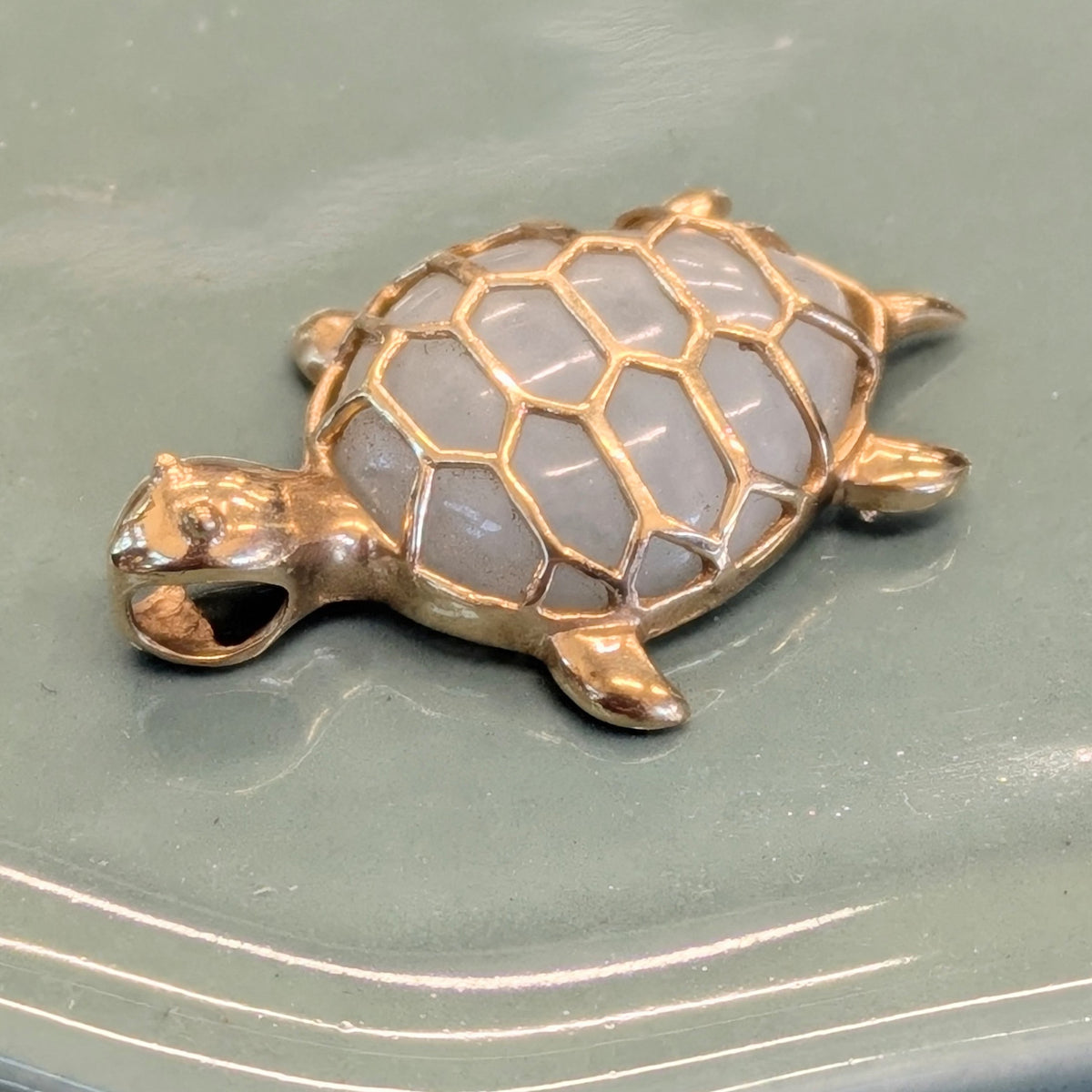Jade 10k Turtle Pendant