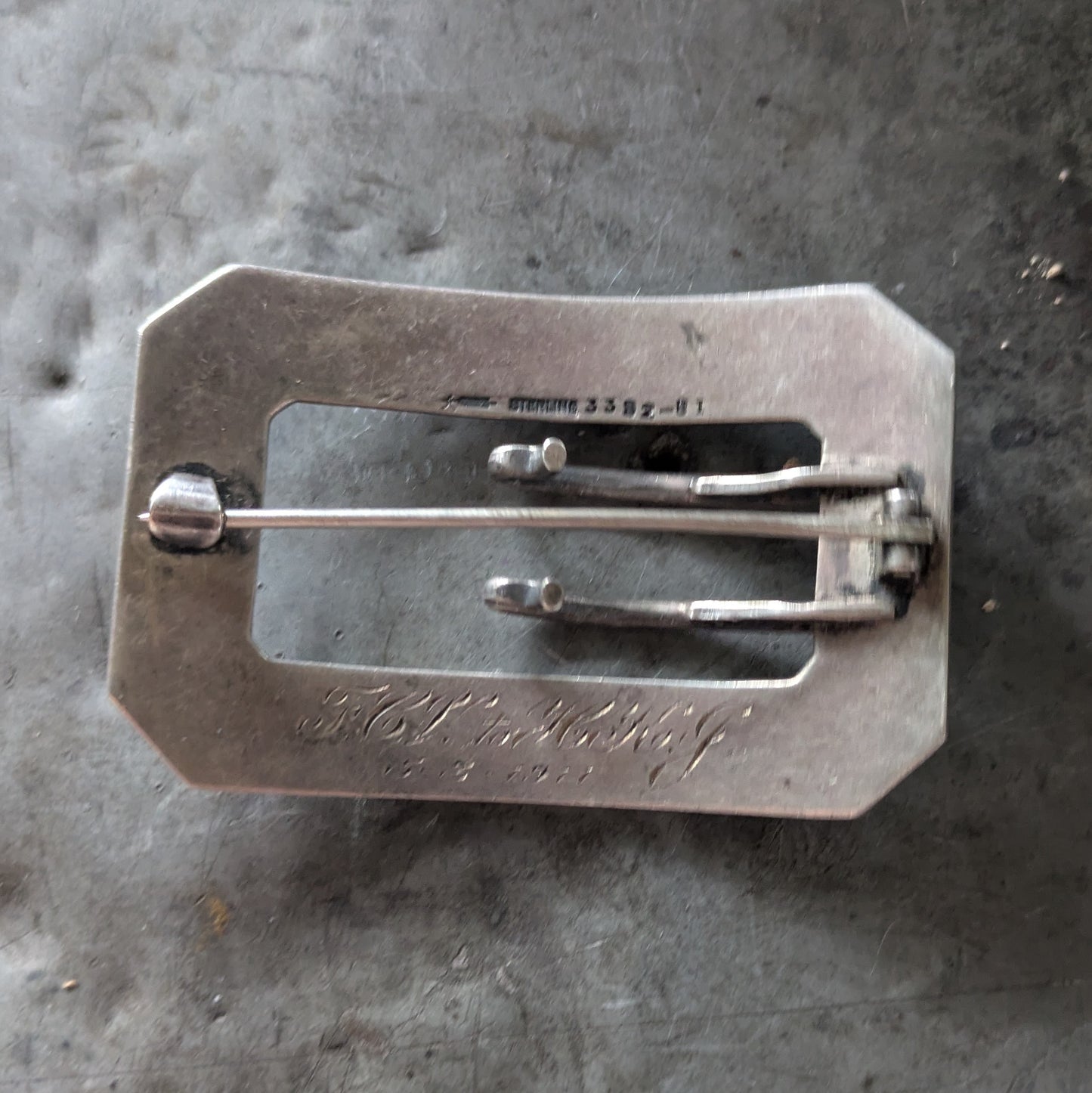1910s Sterling Art Nouveau Belt Buckle by William B. Kerr & Co