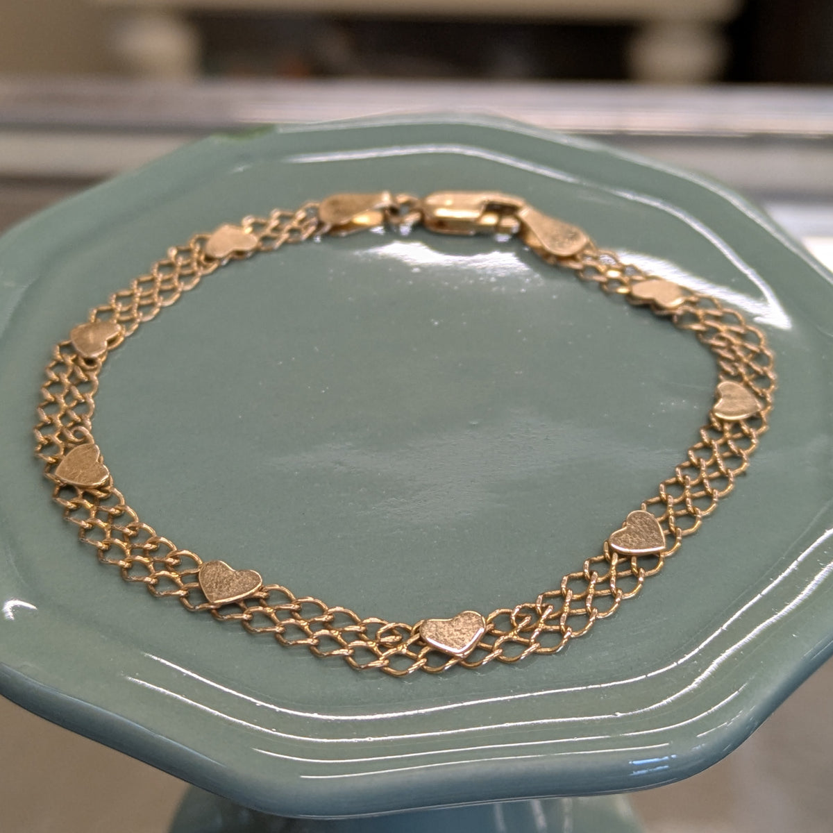 14k Gold Heart Mesh Bracelet