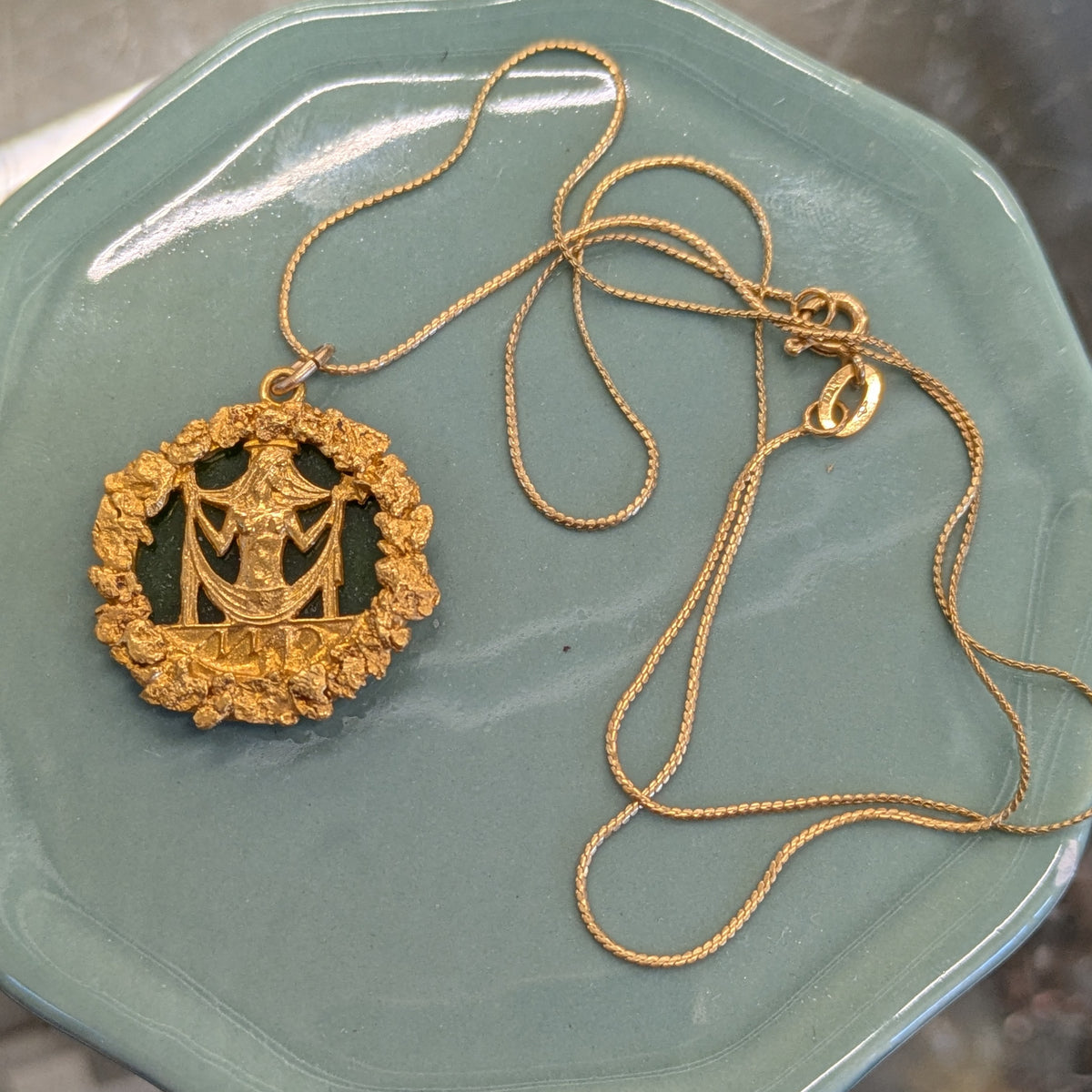 14k & Jade Pendant Necklace for Virgo by the goddess Astraea