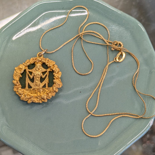 14k & Jade Pendant Necklace for Virgo by the goddess Astraea