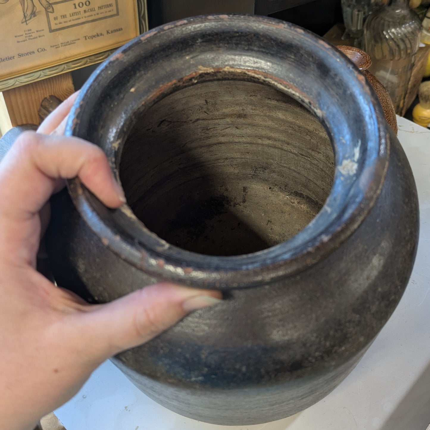 Antique 1860-80's Utah Red Ware Crock